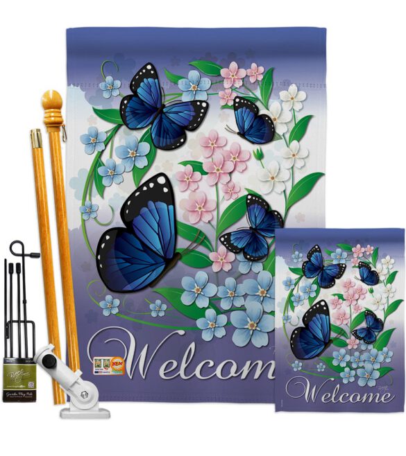 Blue Butterflies - Bugs & Frogs Garden Friends Vertical Impressions Decorative Flags HG104069 Imported - Image 6