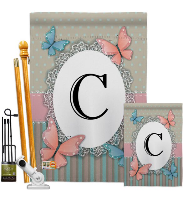 Butterflies C Initial - Bugs & Frogs Garden Friends Vertical Impressions Decorative Flags HG130133 Made In USA - Image 6