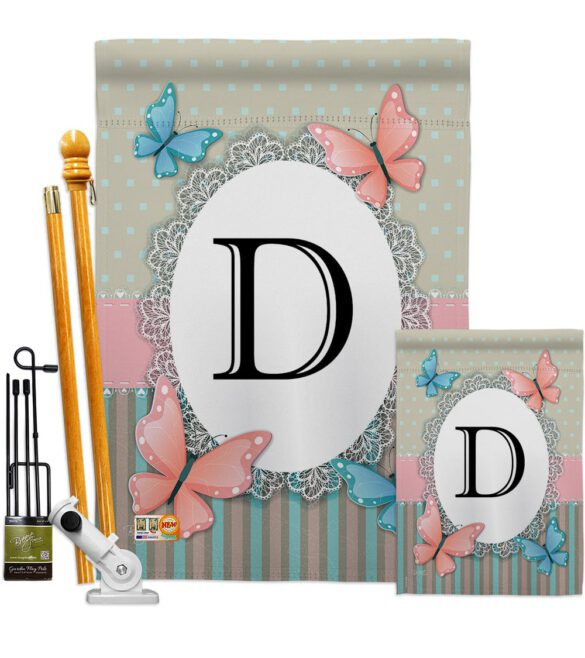 Butterflies D Initial - Bugs & Frogs Garden Friends Vertical Impressions Decorative Flags HG130134 Made In USA - Image 6