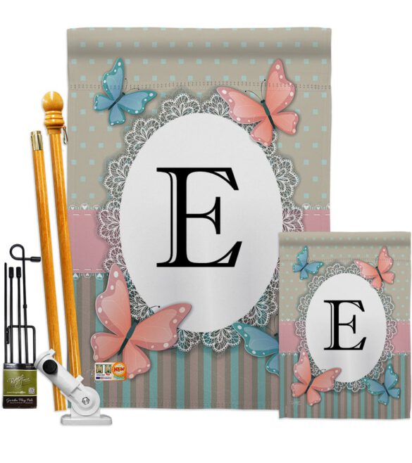 Butterflies E Initial - Bugs & Frogs Garden Friends Vertical Impressions Decorative Flags HG130135 Made In USA - Image 6
