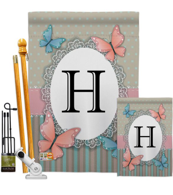 Butterflies H Initial - Bugs & Frogs Garden Friends Vertical Impressions Decorative Flags HG130138 Made In USA - Image 6