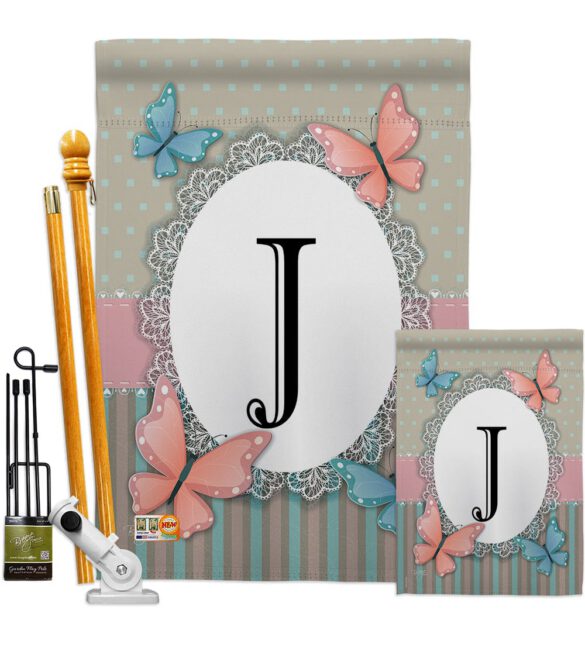 Butterflies J Initial - Bugs & Frogs Garden Friends Vertical Impressions Decorative Flags HG130140 Made In USA - Image 6