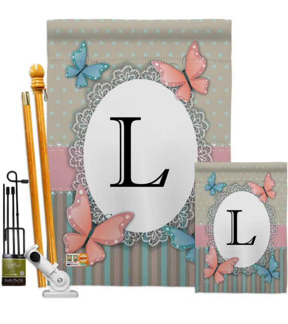 Butterflies L Initial - Bugs & Frogs Garden Friends Vertical Impressions Decorative Flags HG130142 Made In USA - Image 6