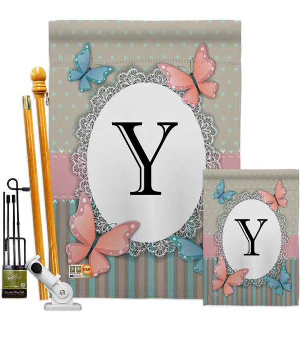 Butterflies Y Initial - Bugs & Frogs Garden Friends Vertical Impressions Decorative Flags HG130155 Made In USA - Image 6