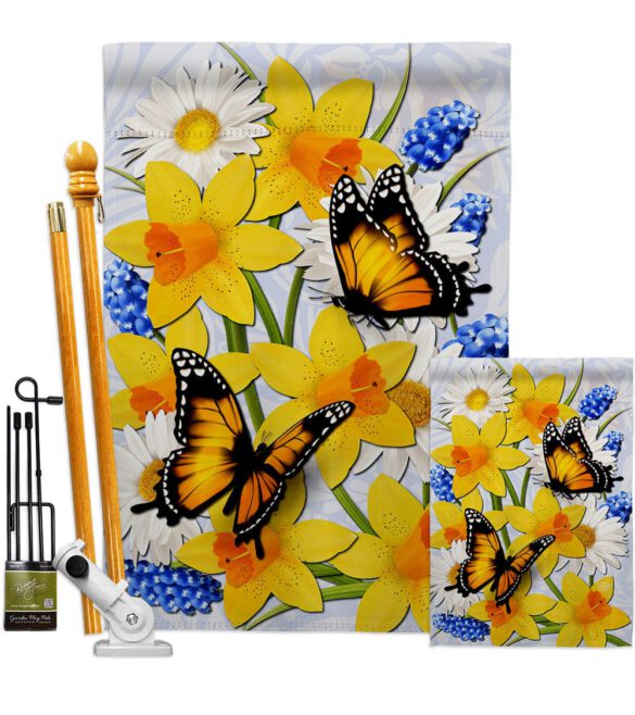 Daffodil & Butterflies - Bugs & Frogs Garden Friends Vertical Impressions Decorative Flags HG192670 Made In USA - Image 6
