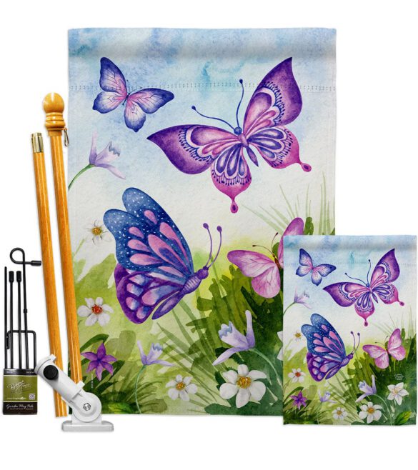 Butterflies Field - Bugs & Frogs Garden Friends Vertical Impressions Decorative Flags HG192698 Made In USA - Image 6
