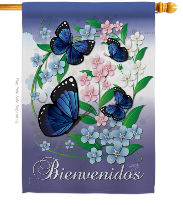 Bienvenidos Mariposas Celestes - Bugs & Frogs Garden Friends Vertical Impressions Decorative Flags HG104073 Made In USA - Image 2