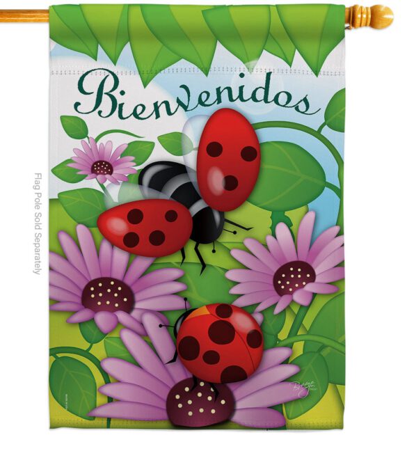 Bienvenidos Tortolitas - Bugs & Frogs Garden Friends Vertical Impressions Decorative Flags HG104074 Imported - Image 2