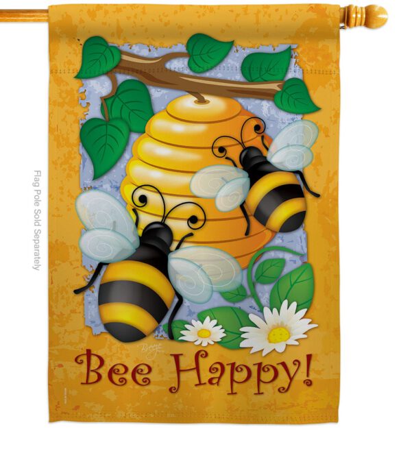 Bee Happy - Bugs & Frogs Garden Friends Vertical Impressions Decorative Flags HG104077 Made In USA - Image 2