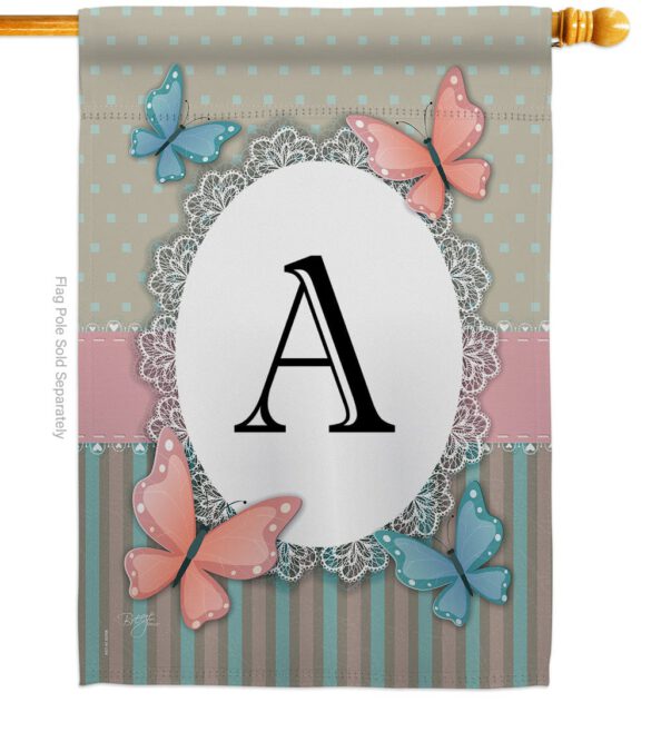 Butterflies A Initial - Bugs & Frogs Garden Friends Vertical Impressions Decorative Flags HG130131 Made In USA - Image 2