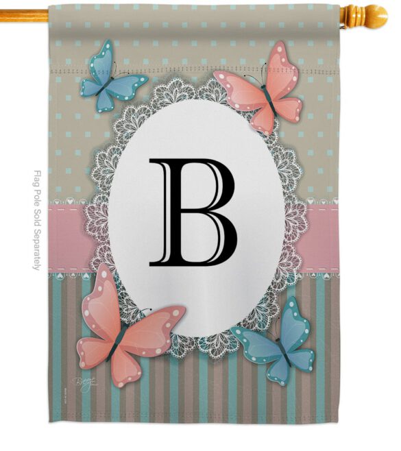 Butterflies B Initial - Bugs & Frogs Garden Friends Vertical Impressions Decorative Flags HG130132 Made In USA - Image 2