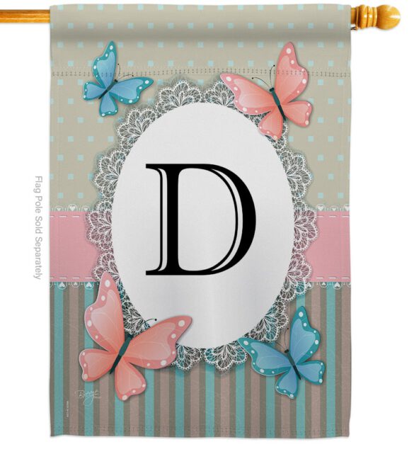 Butterflies D Initial - Bugs & Frogs Garden Friends Vertical Impressions Decorative Flags HG130134 Made In USA - Image 2