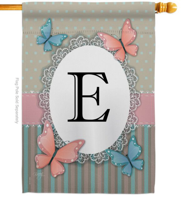Butterflies E Initial - Bugs & Frogs Garden Friends Vertical Impressions Decorative Flags HG130135 Made In USA - Image 2