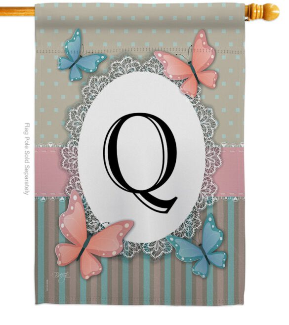 Butterflies Q Initial - Bugs & Frogs Garden Friends Vertical Impressions Decorative Flags HG130147 Made In USA - Image 2