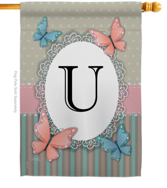 Butterflies U Initial - Bugs & Frogs Garden Friends Vertical Impressions Decorative Flags HG130151 Made In USA - Image 2