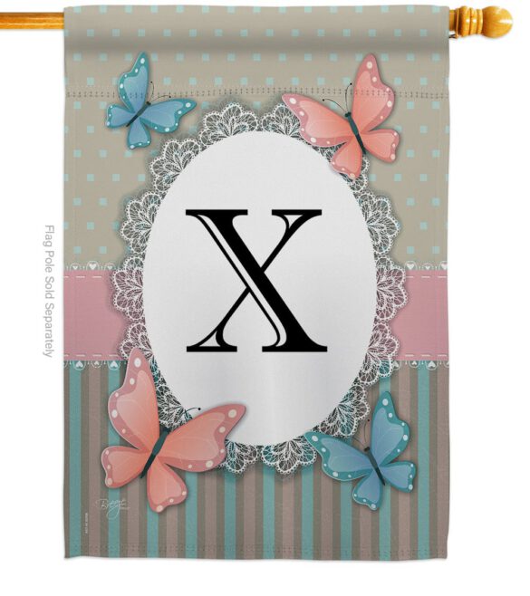 Butterflies X Initial - Bugs & Frogs Garden Friends Vertical Impressions Decorative Flags HG130154 Made In USA - Image 2