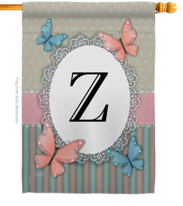 Butterflies Z Initial - Bugs & Frogs Garden Friends Vertical Impressions Decorative Flags HG130156 Made In USA - Image 2