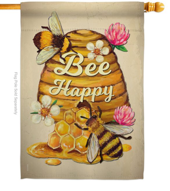 Bee Happy - Bugs & Frogs Garden Friends Vertical Impressions Decorative Flags HG137025 Made In USA - Image 2