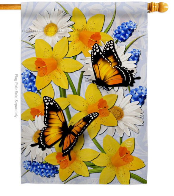 Daffodil & Butterflies - Bugs & Frogs Garden Friends Vertical Impressions Decorative Flags HG192670 Made In USA - Image 2