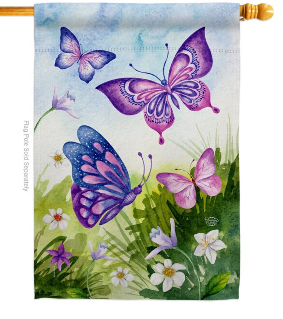Butterflies Field - Bugs & Frogs Garden Friends Vertical Impressions Decorative Flags HG192698 Made In USA - Image 2