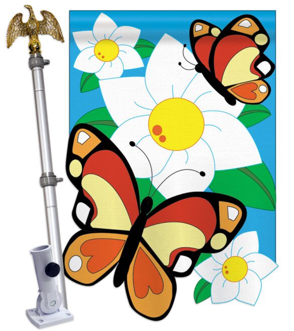 Butterflies - Bugs & Frogs Garden Friends Vertical Applique Decorative Flags HG104037 - Image 3