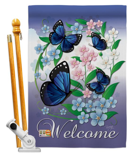 Blue Butterflies - Bugs & Frogs Garden Friends Vertical Impressions Decorative Flags HG104069 Imported - Image 5