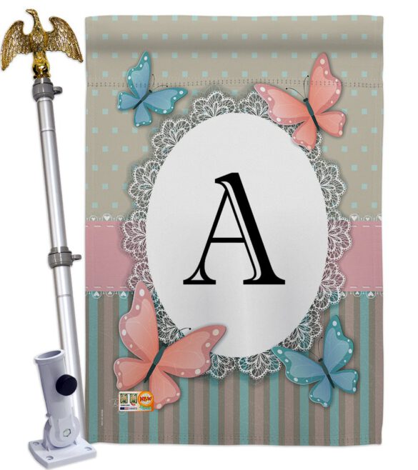 Butterflies A Initial - Bugs & Frogs Garden Friends Vertical Impressions Decorative Flags HG130131 Made In USA - Image 13