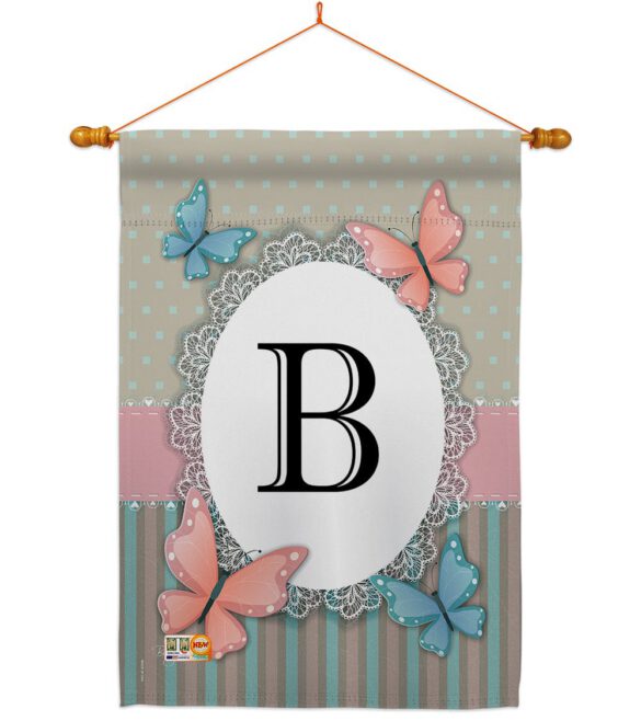 Butterflies B Initial - Bugs & Frogs Garden Friends Vertical Impressions Decorative Flags HG130132 Made In USA - Image 14