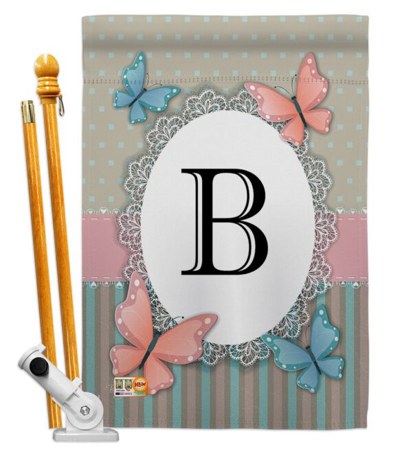 Butterflies B Initial - Bugs & Frogs Garden Friends Vertical Impressions Decorative Flags HG130132 Made In USA - Image 5