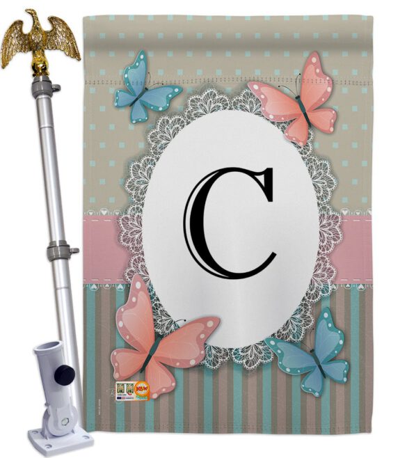 Butterflies C Initial - Bugs & Frogs Garden Friends Vertical Impressions Decorative Flags HG130133 Made In USA - Image 13