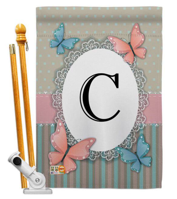 Butterflies C Initial - Bugs & Frogs Garden Friends Vertical Impressions Decorative Flags HG130133 Made In USA - Image 5