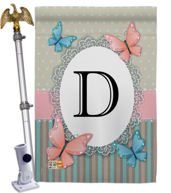 Butterflies D Initial - Bugs & Frogs Garden Friends Vertical Impressions Decorative Flags HG130134 Made In USA - Image 13