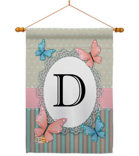 Butterflies D Initial - Bugs & Frogs Garden Friends Vertical Impressions Decorative Flags HG130134 Made In USA - Image 14