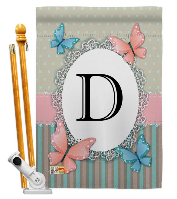 Butterflies D Initial - Bugs & Frogs Garden Friends Vertical Impressions Decorative Flags HG130134 Made In USA - Image 5