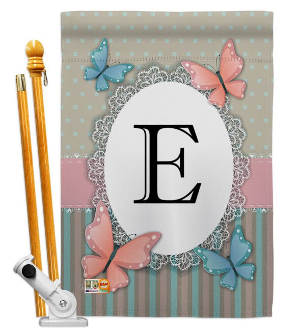 Butterflies E Initial - Bugs & Frogs Garden Friends Vertical Impressions Decorative Flags HG130135 Made In USA - Image 5