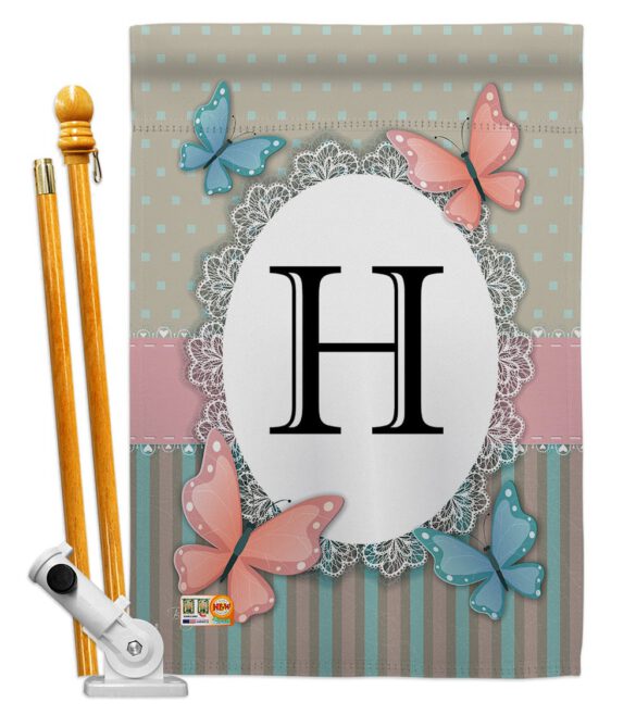 Butterflies H Initial - Bugs & Frogs Garden Friends Vertical Impressions Decorative Flags HG130138 Made In USA - Image 5
