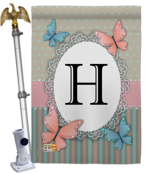 Butterflies H Initial - Bugs & Frogs Garden Friends Vertical Impressions Decorative Flags HG130138 Made In USA - Image 13