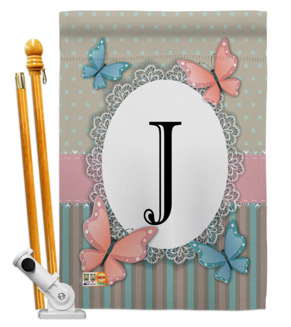 Butterflies J Initial - Bugs & Frogs Garden Friends Vertical Impressions Decorative Flags HG130140 Made In USA - Image 5