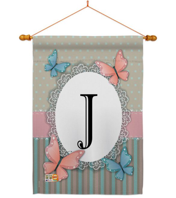 Butterflies J Initial - Bugs & Frogs Garden Friends Vertical Impressions Decorative Flags HG130140 Made In USA - Image 14
