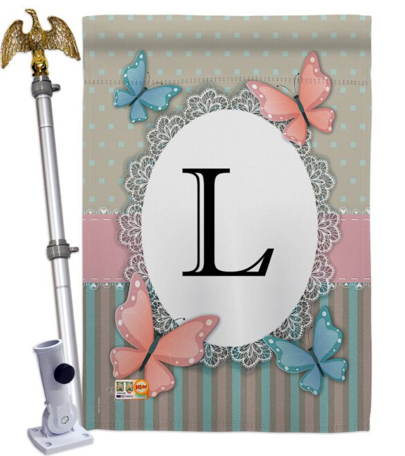 Butterflies L Initial - Bugs & Frogs Garden Friends Vertical Impressions Decorative Flags HG130142 Made In USA - Image 13
