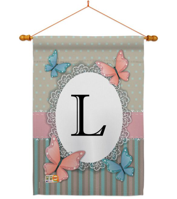 Butterflies L Initial - Bugs & Frogs Garden Friends Vertical Impressions Decorative Flags HG130142 Made In USA - Image 14