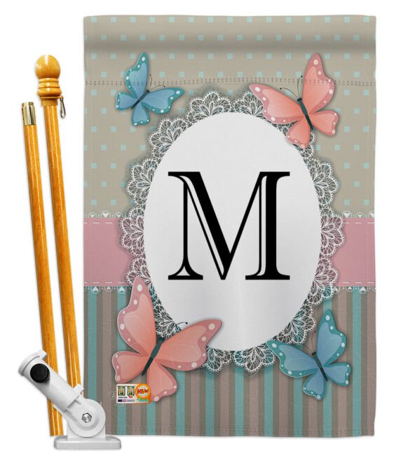 Butterflies M Initial - Bugs & Frogs Garden Friends Vertical Impressions Decorative Flags HG130143 Made In USA - Image 5