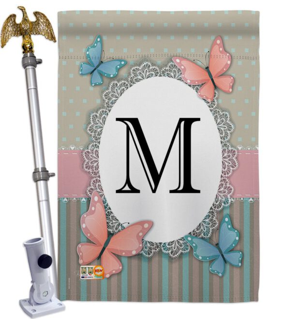 Butterflies M Initial - Bugs & Frogs Garden Friends Vertical Impressions Decorative Flags HG130143 Made In USA - Image 13