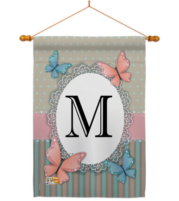 Butterflies M Initial - Bugs & Frogs Garden Friends Vertical Impressions Decorative Flags HG130143 Made In USA - Image 14
