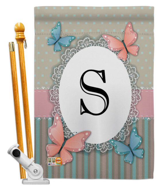 Butterflies S Initial - Bugs & Frogs Garden Friends Vertical Impressions Decorative Flags HG130149 Made In USA - Image 5