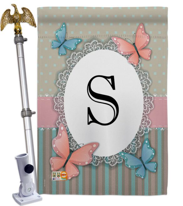 Butterflies S Initial - Bugs & Frogs Garden Friends Vertical Impressions Decorative Flags HG130149 Made In USA - Image 13