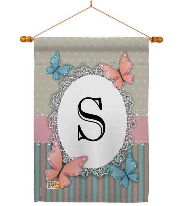 Butterflies S Initial - Bugs & Frogs Garden Friends Vertical Impressions Decorative Flags HG130149 Made In USA - Image 14