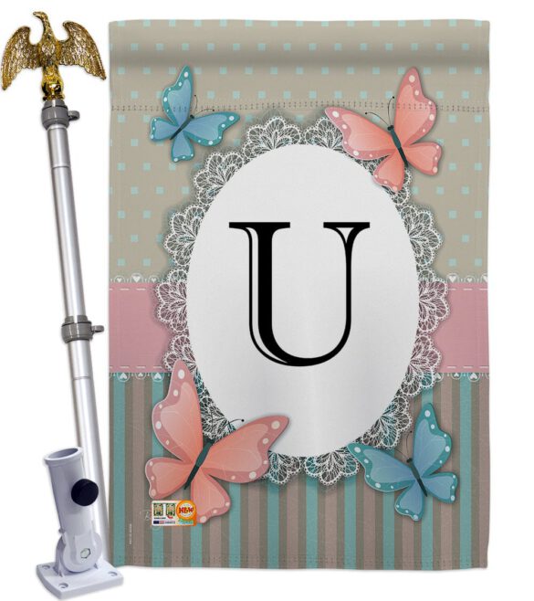 Butterflies U Initial - Bugs & Frogs Garden Friends Vertical Impressions Decorative Flags HG130151 Made In USA - Image 13