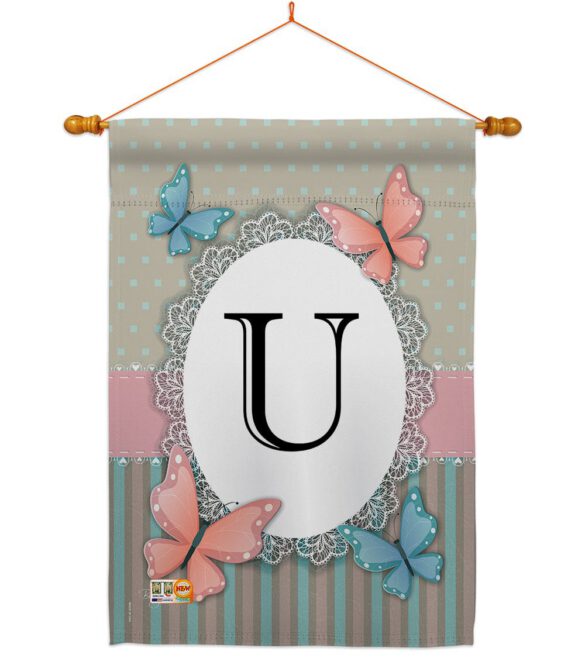 Butterflies U Initial - Bugs & Frogs Garden Friends Vertical Impressions Decorative Flags HG130151 Made In USA - Image 14