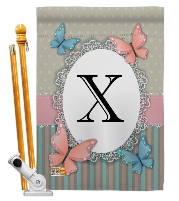 Butterflies X Initial - Bugs & Frogs Garden Friends Vertical Impressions Decorative Flags HG130154 Made In USA - Image 5